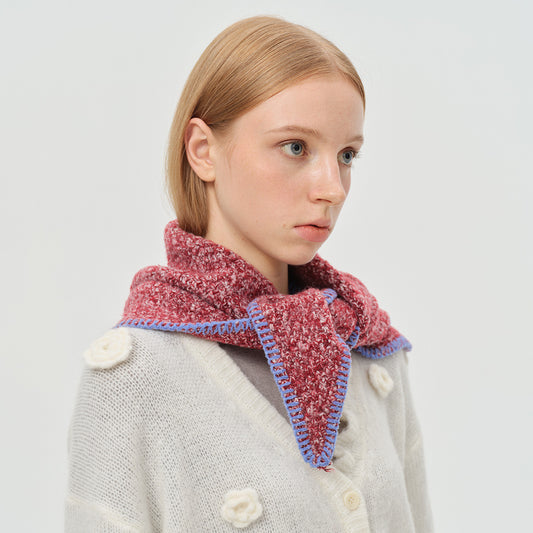 Hand-Knitted Wool Blend triangle Scarf Vintage Warm Knit Scarf