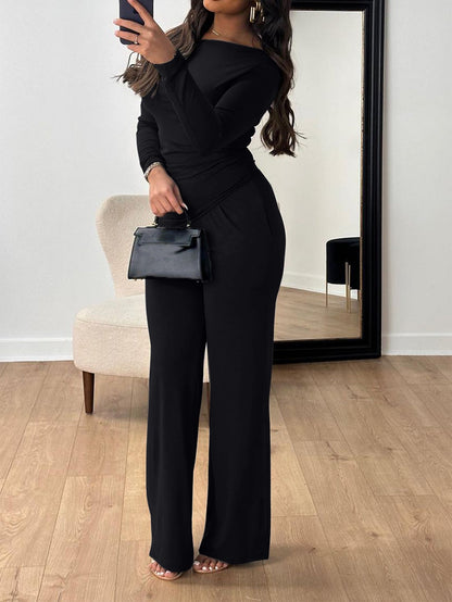 Elegant Long Sleeve T-Shirt and Pants Set for Women