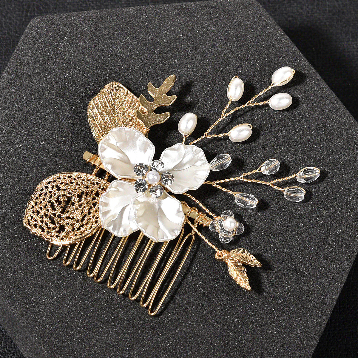 Gold Leaf Hair Comb Bridal Accessories