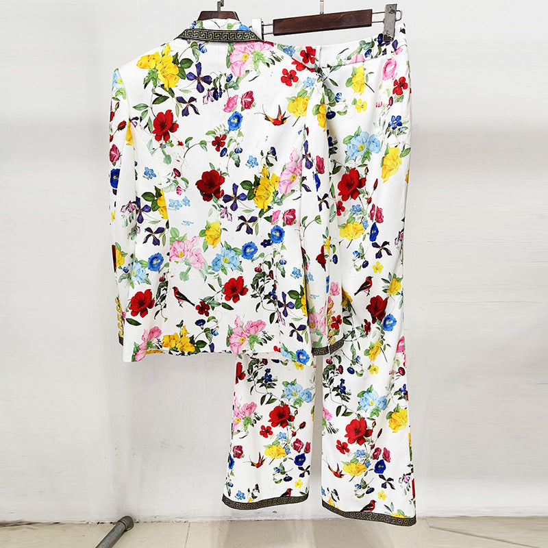 Floral Print Long Blazer Set