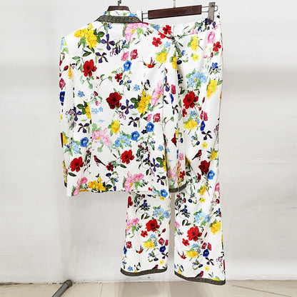 Floral Print Long Blazer Set