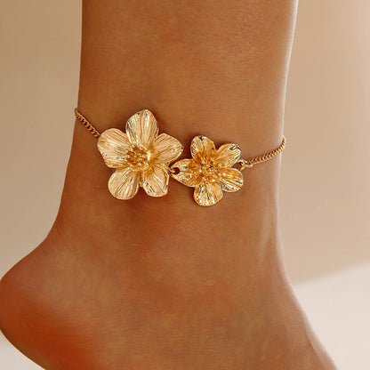 Floral Alloy Textured Ankle Chain Jewelry For Women