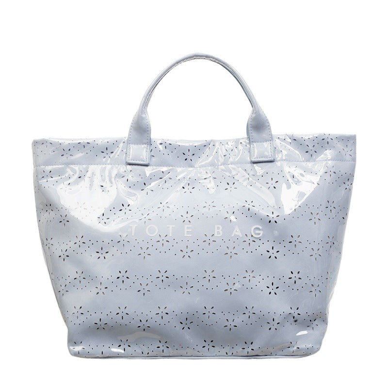 Women's Floral Cutout PVC Tote Bag Stylish Commuter Bag
