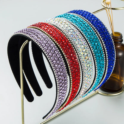 Colorful Rhinestone Wide Headband Elegant Fashion Hair Accessory