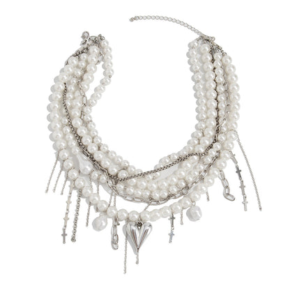 Chic Layered Heart Pendant Necklace With Metal Chain