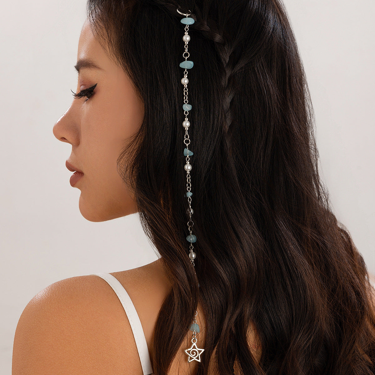 Long Bohemian Natural Stone Hair Accessories With Star Butterfly Design