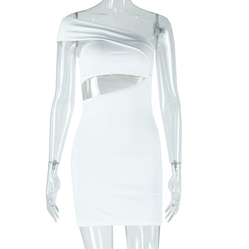 Sexy Off-Shoulder Bodycon Dress Solid Color Fashion