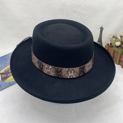 Wide Brim Bowler Hat Vintage Wool Felt Unisex