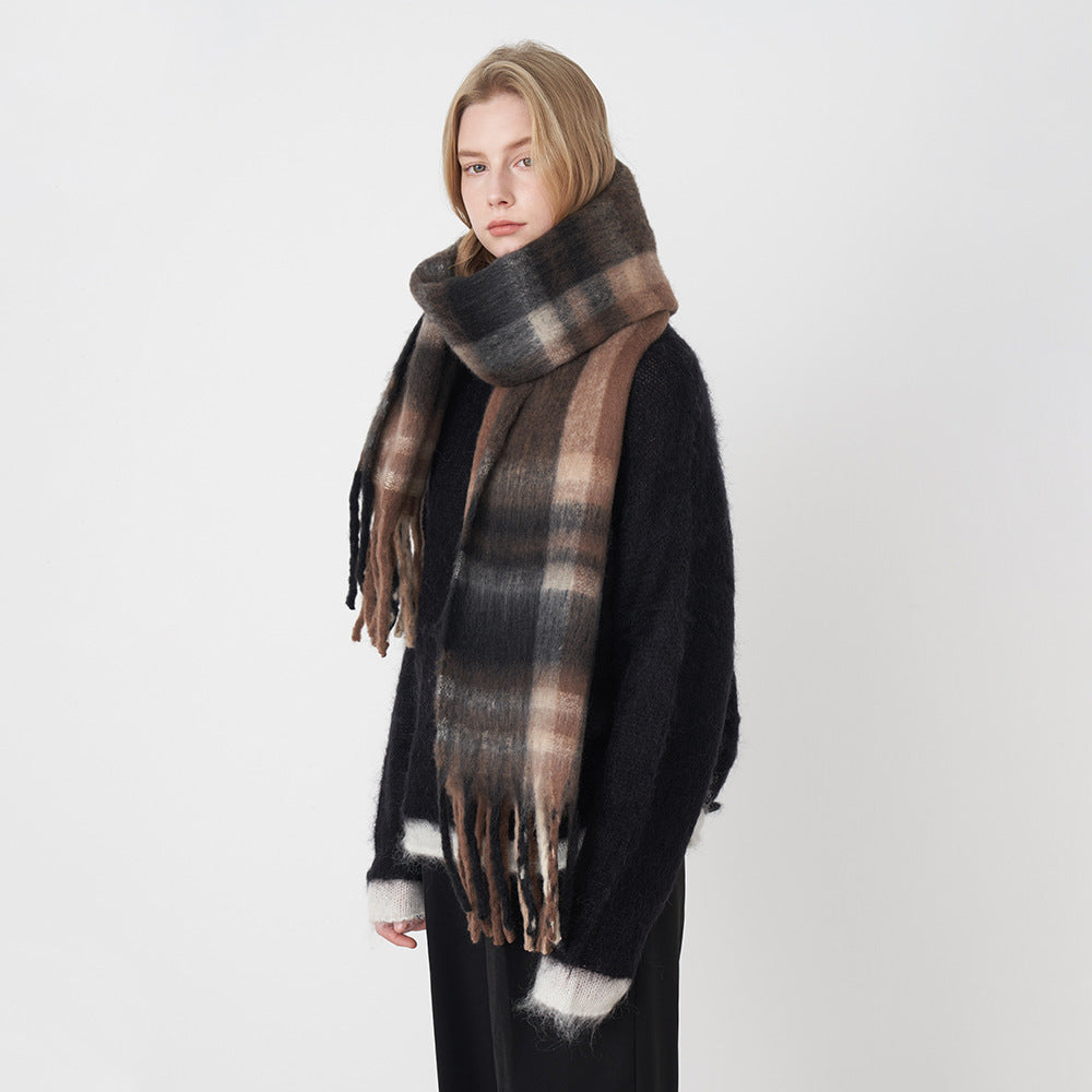 2+ Plaid Tassel Mohair Scarves
