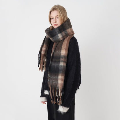 2+ Plaid Tassel Mohair Scarves