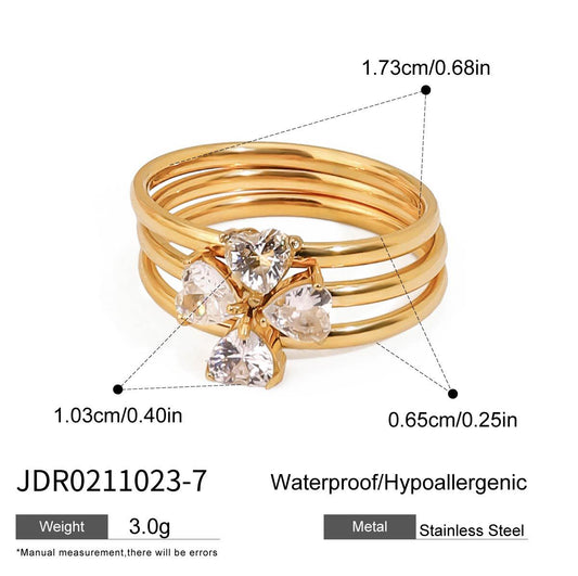 Zircon Layered Adjustable Wide Ring