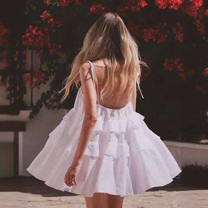 Casual Layered Ruffle String Mini Dress