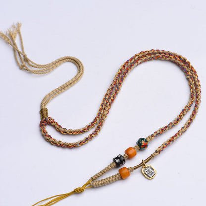 New Tibetan Pendant National Style Thangka Zakiram Necklace New Hand-Woven Pendant Retro And Versatile