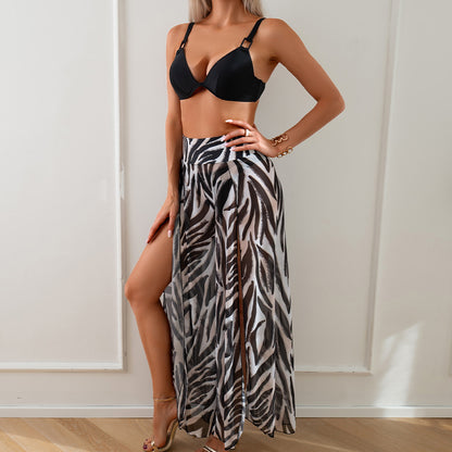 Women'S Bikini Set With Printed Pants - Polyester Fabric