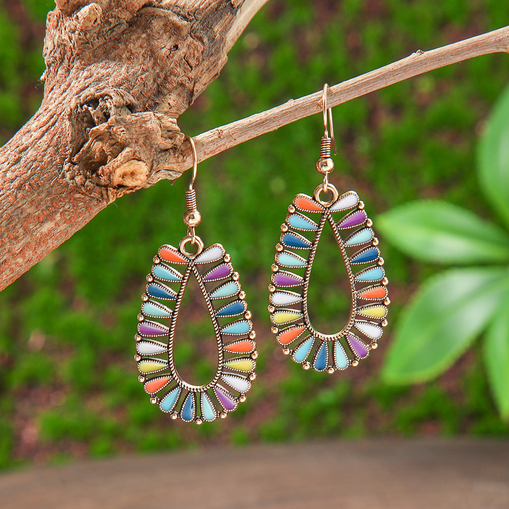 Bohemian Tassel Drop Earrings Colorful Ethnic Jewelry Set