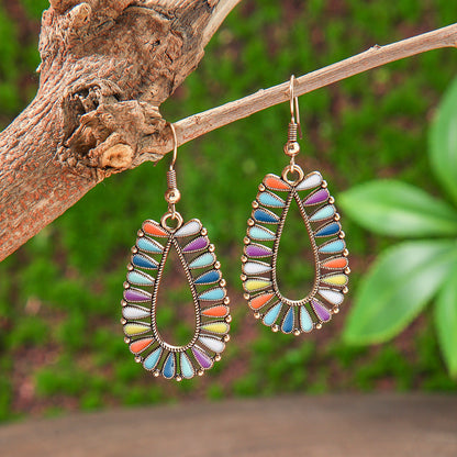 Bohemian Tassel Drop Earrings Colorful Ethnic Jewelry Set