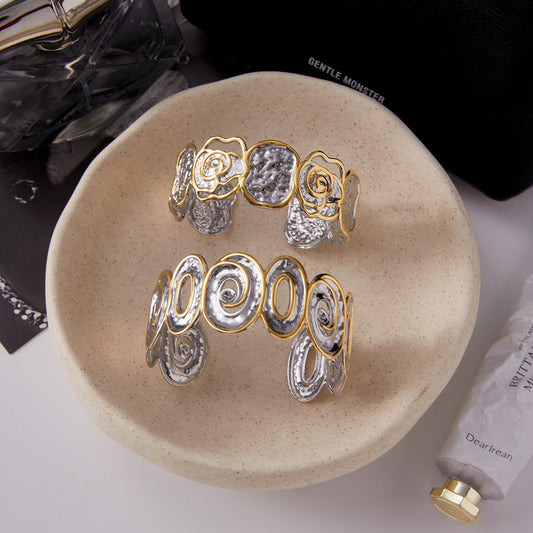 Vintage Chunky Hollow Open Cuff Bracelet