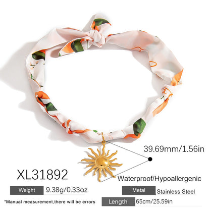 Stainless Steel Scarf Necklace with Fruit and Animal Pendants