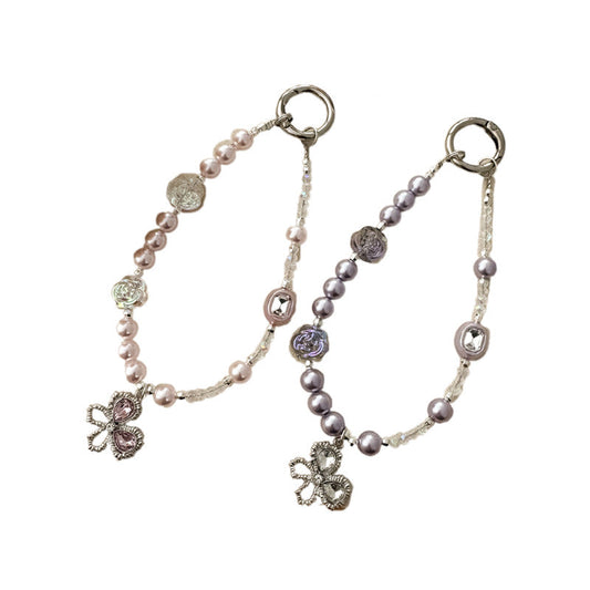 Asymmetrical Crystal Beaded Butterfly Keychain