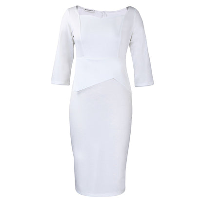 Elegant Solid Color Bodycon Pencil Dress