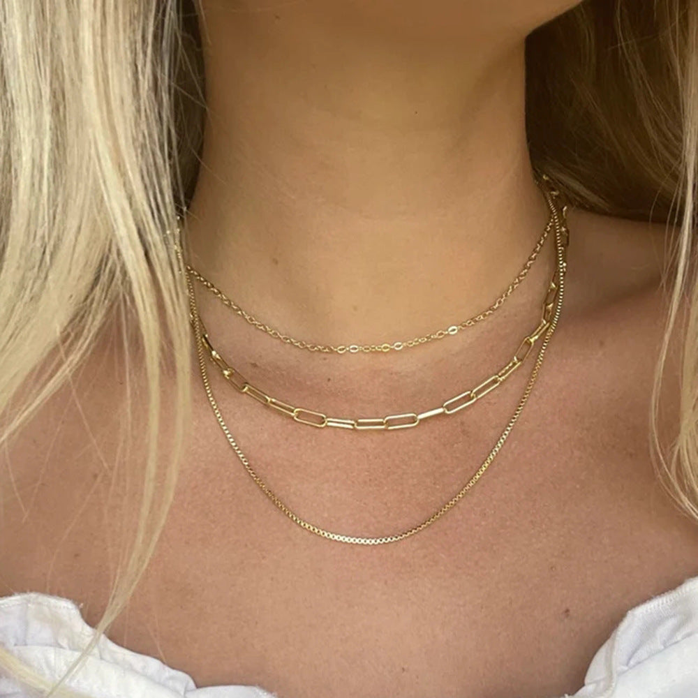 Paperclip Triple Layers Necklace