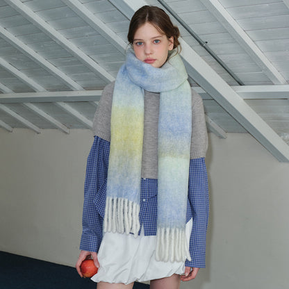 Gradient Wool Blend Scarf Women's Thick Warm Stylish Neck Wrap