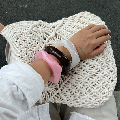Geometric Acrylic Macaron Bangles Trendy Semi-Transparent Bracelets