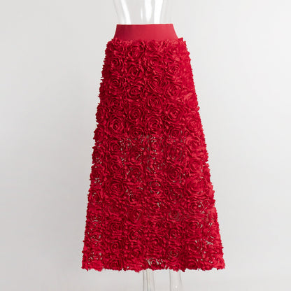 Elegant Maxi Skirt with Petal Design