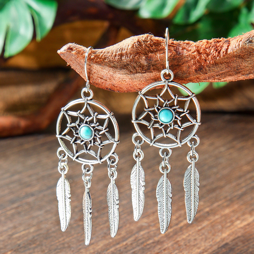 Bohemian Turquoise Earrings Set with Tassels