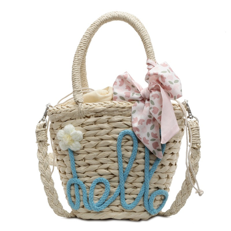 Trendy Beach Tote Bag With Letter Decoration And Scarf