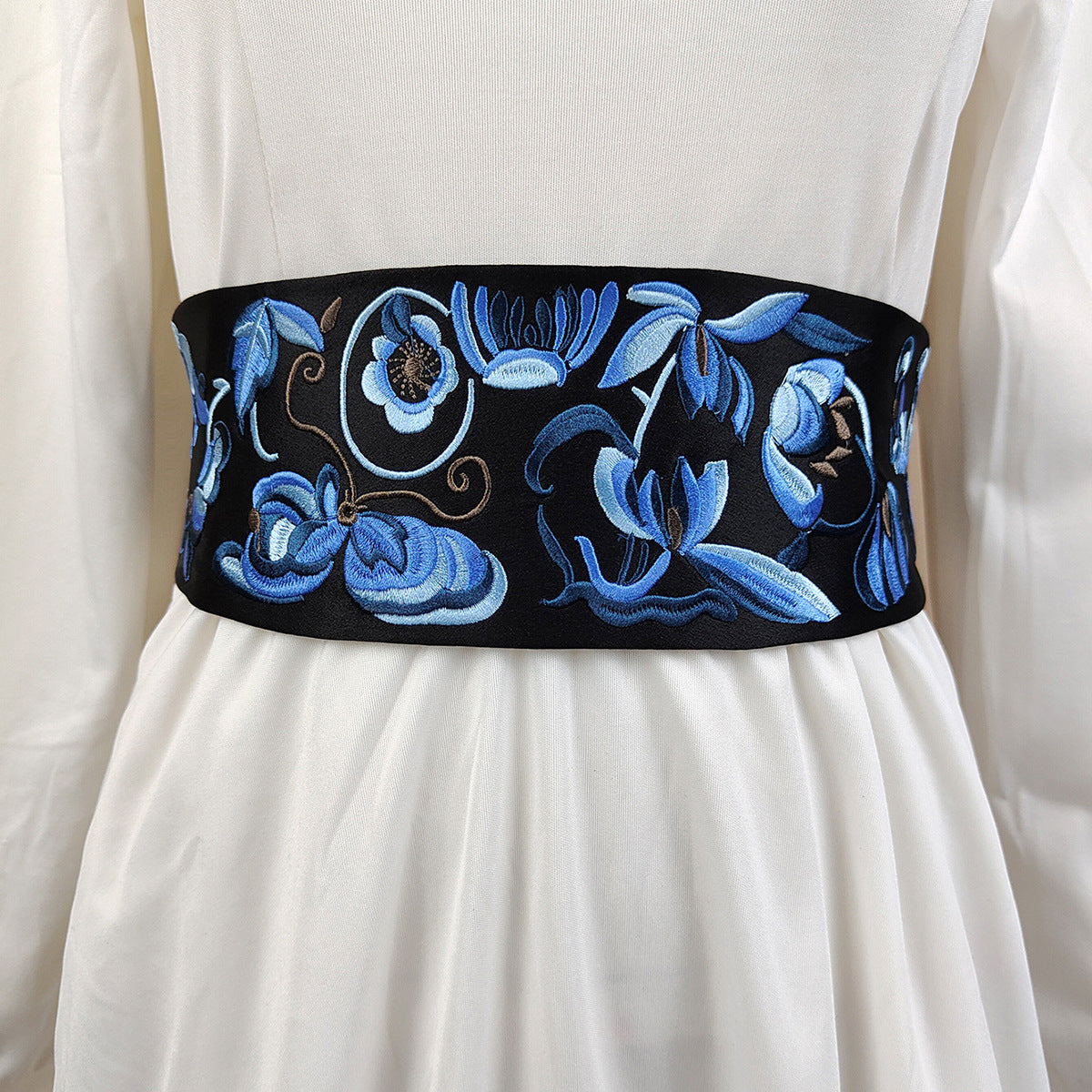 Ancient Style Embroidery Waist Seal Women'S Elastic Wide Belt Decoration Fashion And Versatile Embroidery Ethnic Style Belt
