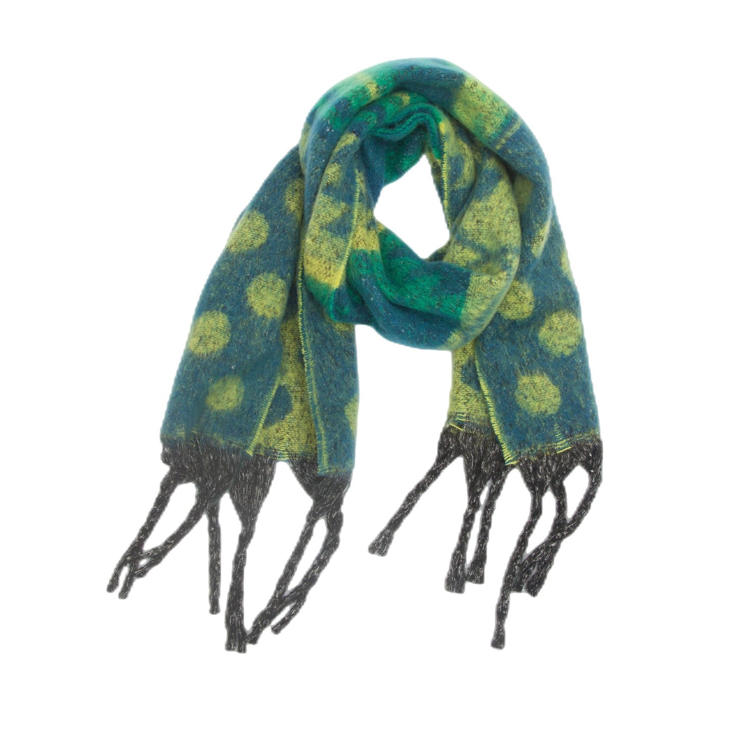 Contrast Color Print Tassel Scarves