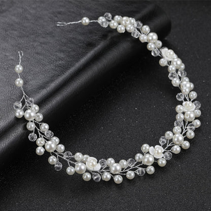 Transparent Plastic Flower Pearl Handmade Headband for Weddings