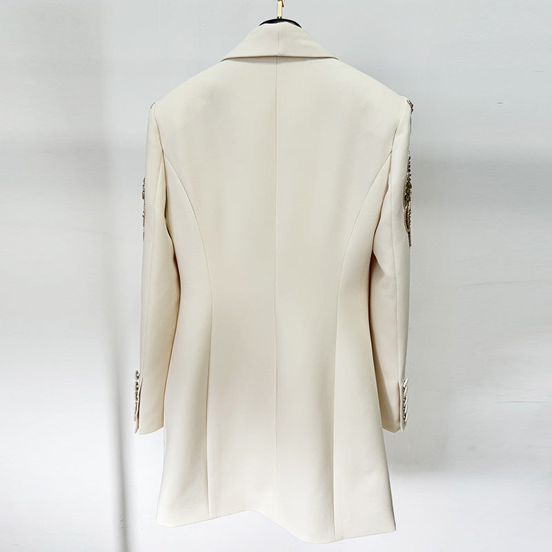 Fashionable Elegant Beaded Mini Dress With Mandarin Collar
