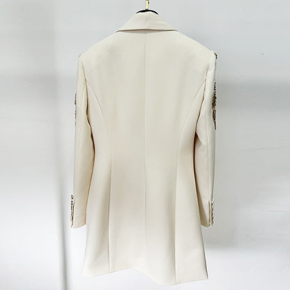 Fashionable Elegant Beaded Mini Dress With Mandarin Collar