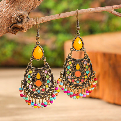 Fashion Tassel Bead Earrings for Women Stylish Vintage Jewelry