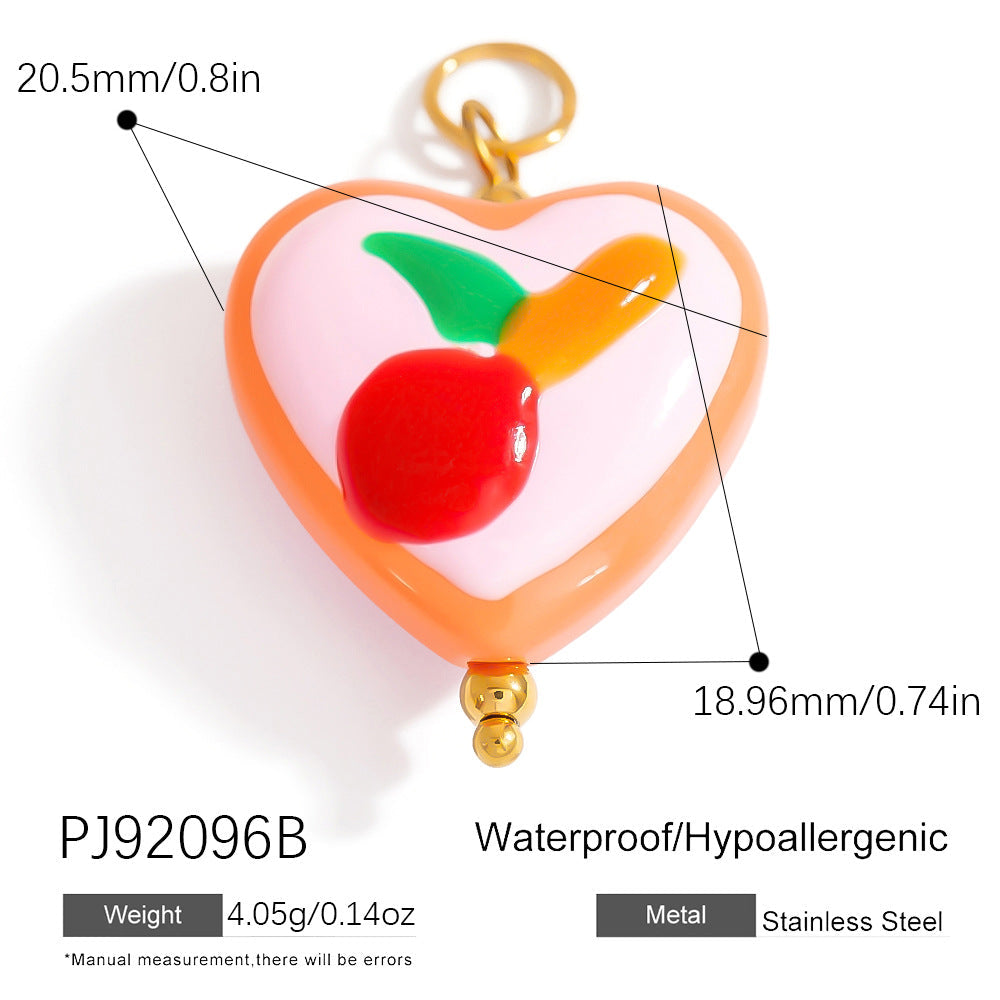 Hand-Painted DIY Jewelry Accessories Summer Dopamine Glass Heart Pendant