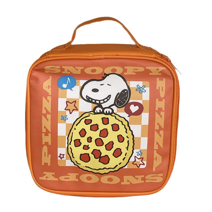 Orange Snoopy Makeup Bag Cute Dog Print PU Leather Tote