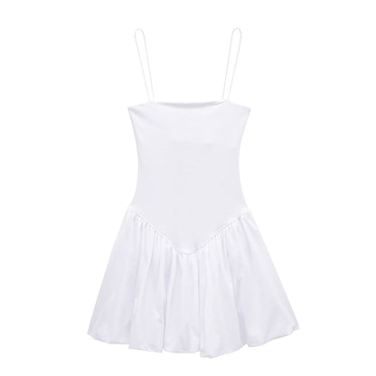 Solid Color Sleeveless Spaghetti Strap Dress