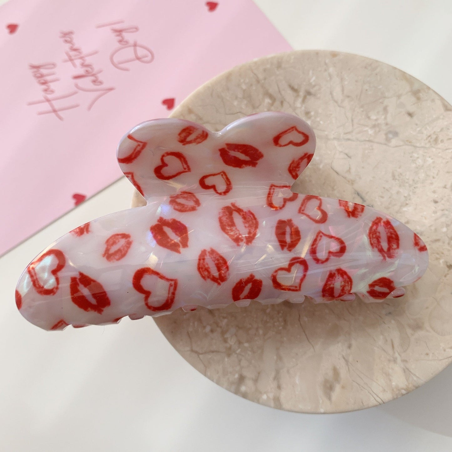 Cute Heart Print Hair Claw