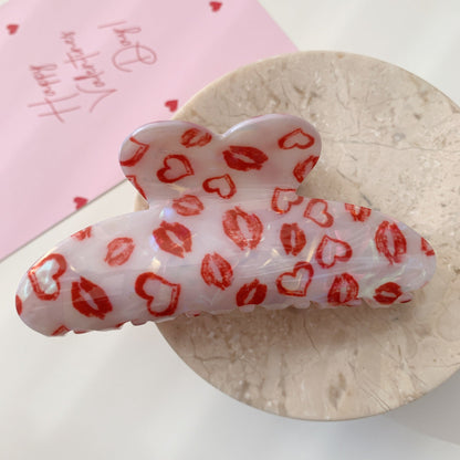 Cute Heart Print Hair Claw