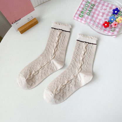 Rufia - Pink Floral Women’s Mid-Calf Socks