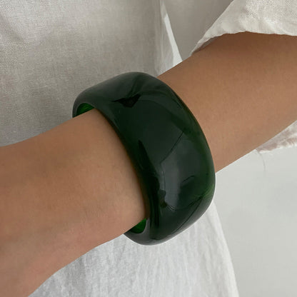 Vintage Resin Ombre Wide Cuff Bracelet Unique Geometric Hand Jewelry