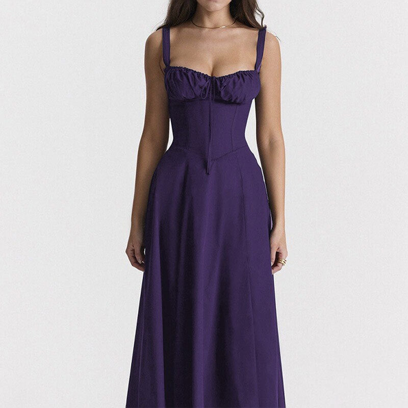 Floral Print Maxi Dress Gentle French Style Sleeveless Sundress