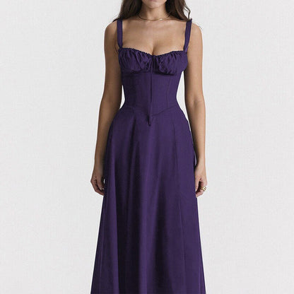 Floral Print Maxi Dress Gentle French Style Sleeveless Sundress