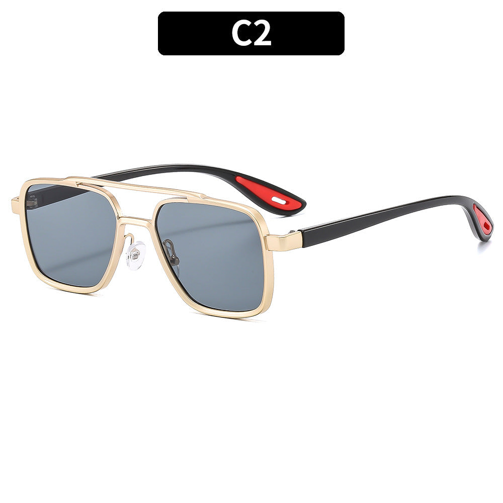 Men's Stylish Double Bridge Pilot Sunglasses with UV400 Protection