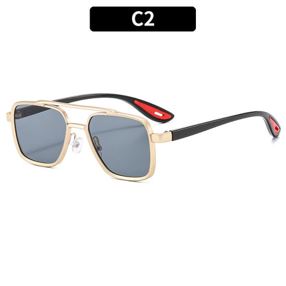 Men's Stylish Double Bridge Pilot Sunglasses with UV400 Protection