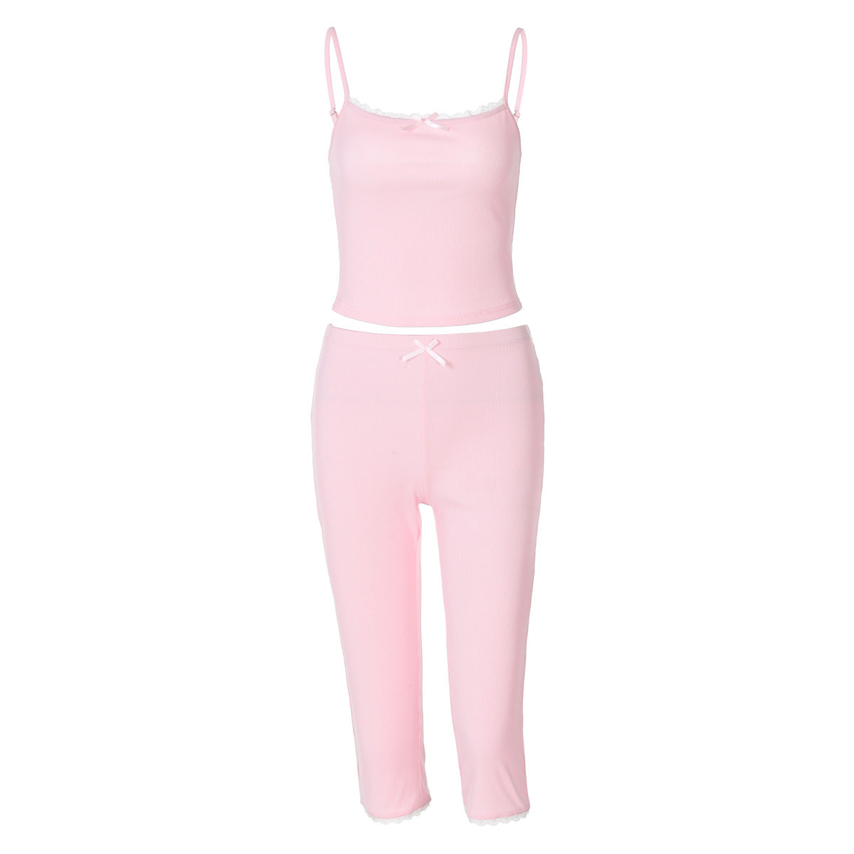 Fashionable Lace Trim Cami Top and Shorts Set