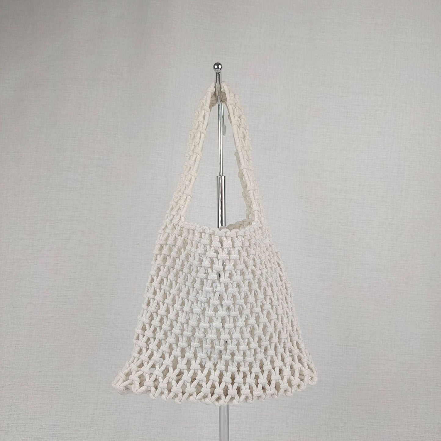 Solid Color Hollow Out Woven Handbag