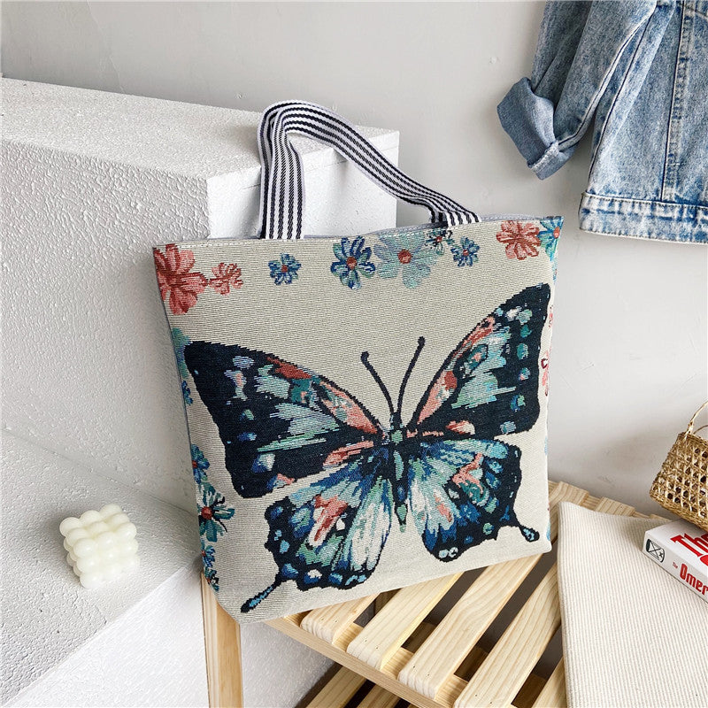 Ethnic Vintage Embroidered Canvas Tote Bag for Women